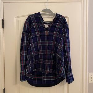 Hooded flannel zip up